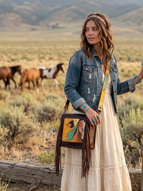 American Darling Handbags - American Darling Wild Horse Western Fringe Crossbody Bag